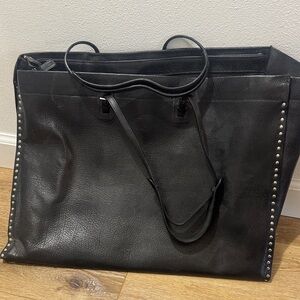 Vintage Bally Black Studded Leather Tote Bag